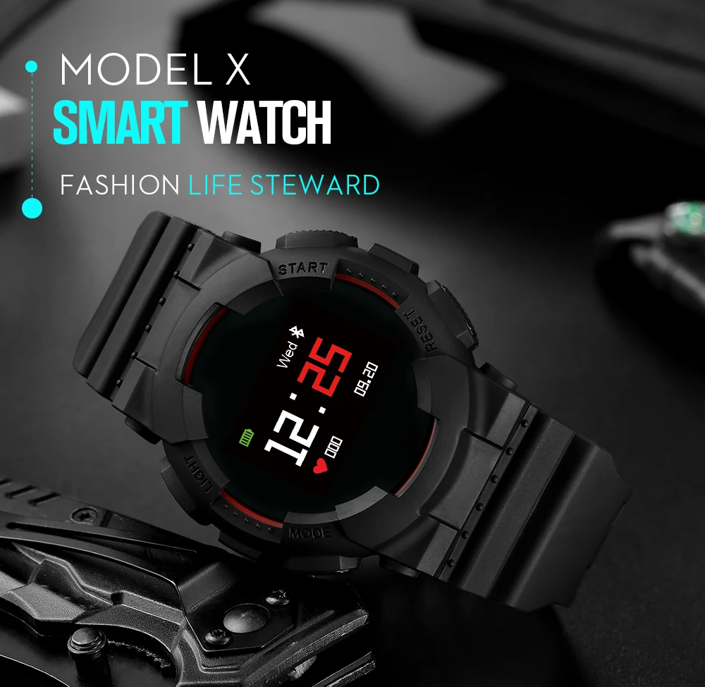 

Model X Smart Watch IP68 Waterproof Heart Rate Blood pressure Monitor wireless bluetooth Message Push Smartwatch for IOS Android