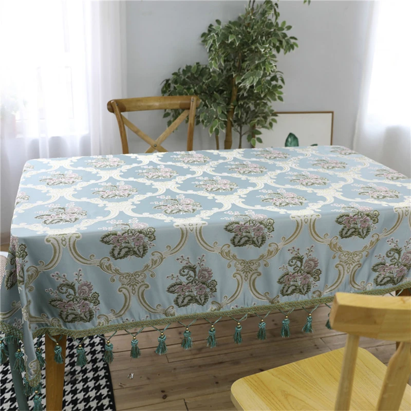

European Embroidered Tablecloth for Wedding Dinner Table Decorative Cloth 9 Sizes Rectangular Table Cover (1pc tablecloth only)