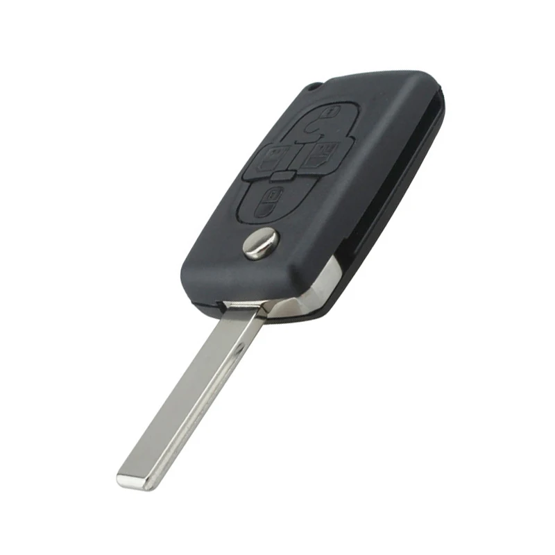 

4 Buttons ABS Car Folding Replacement Key Remote Fob Shell Case with Uncut Car Flip Key for Peugeot 1007 Citroen C8