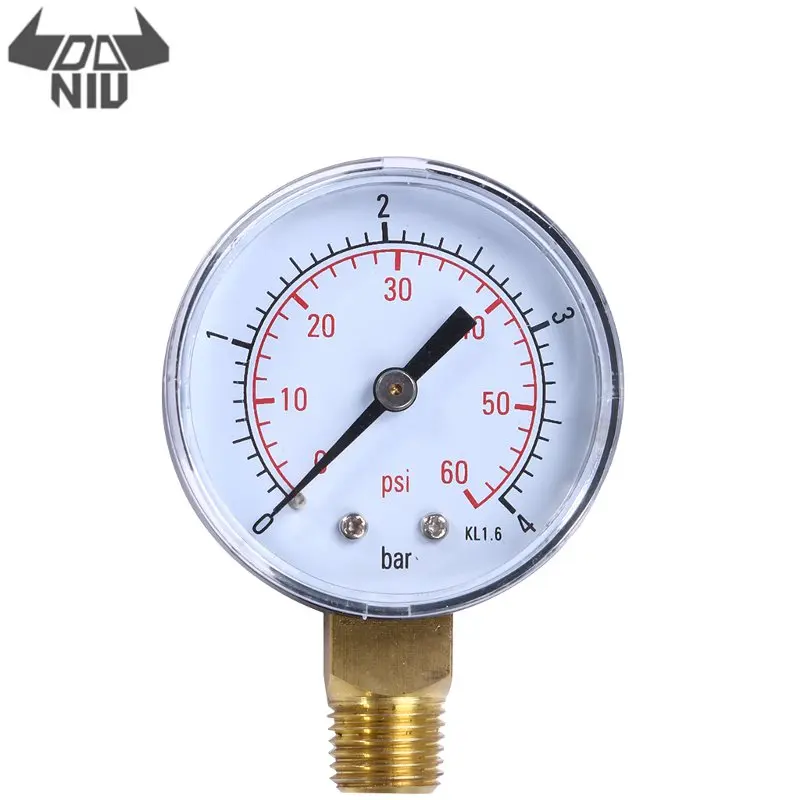 

DANIU TS-50-4 Pressure Gauge 0-4Bar 0-60PSI Practical Pool Spa Filter Water Pressure Gauge Side Mount 1/4 Inch Pipe Thread NPT