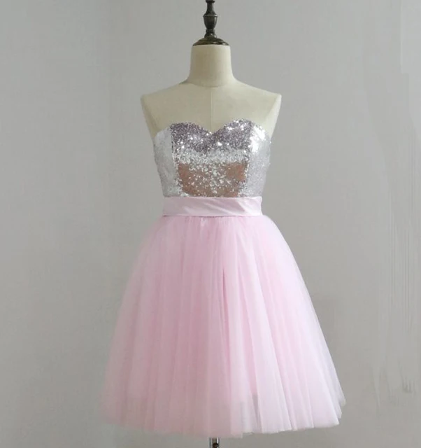Knee Length Blush Pink Prom Dresses