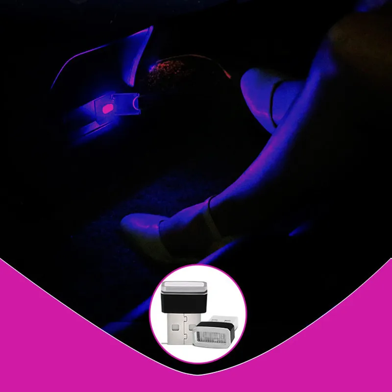 USB LED mini Wireless Car Interior Lighting Kit car styling interior decoration Atmosphere light white blue pink (7)