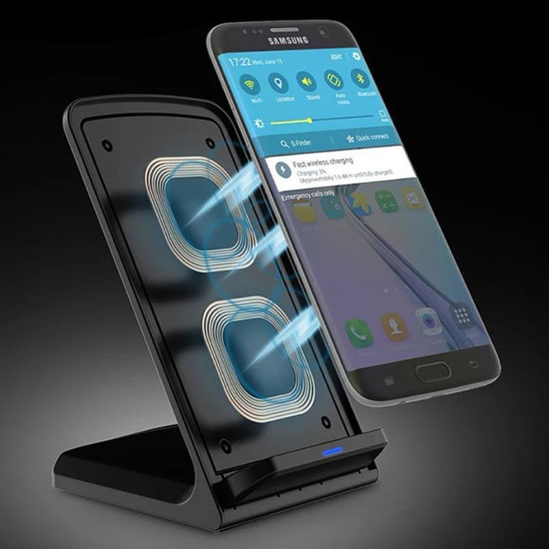 

Fast QI Wireless Double coil Charger For Samsung S9 Plus Note 8 5 dock charging Pad Sta for Galaxy S8 S7 edge for iphone X 8