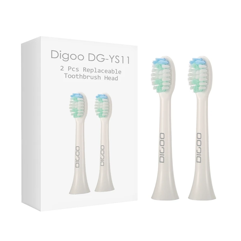 2 шт. для Digoo DG-YS11 5 режимов щетки звуковая электрическая зубная щетка головки черный белый - Цвет: Белый