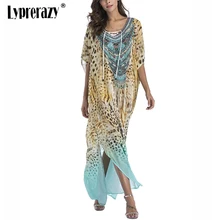 Lyprerazy пляжное платье-саронги большого размера, женское платье, шифон, бохо, леопард, летний сарафан с принтом, богемное Длинное Платье Макси