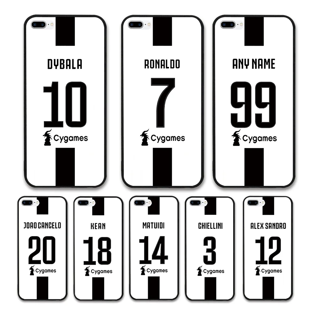 

European Football RONALDO DYBALA KEAN juven FC Jersey style Custom Names and Numbers case for iPhone 7 Plus 8 Plus Phones cases