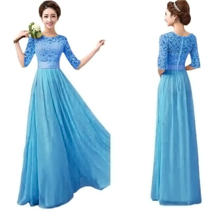 Sexy Design Fashion Women Winter ball Long Lace Dresses Party Prom Gown