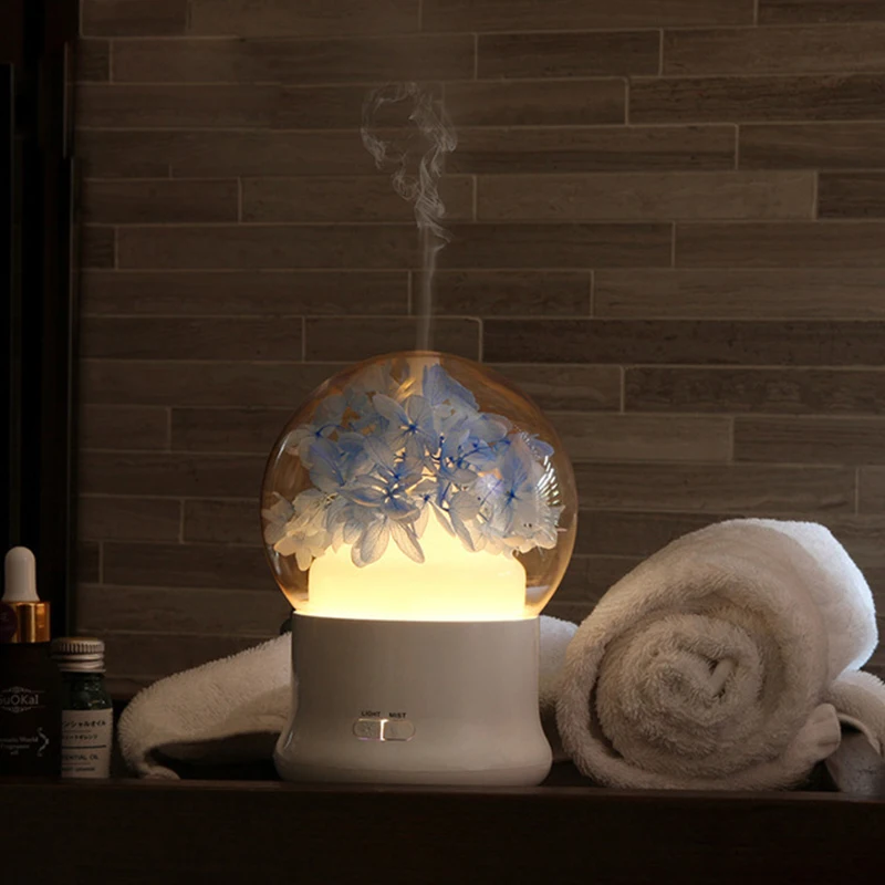 LED Aromatherapy Ultrasonic Humidifier 100ML Essential Oil Beautiful Flower Electric Car Mist