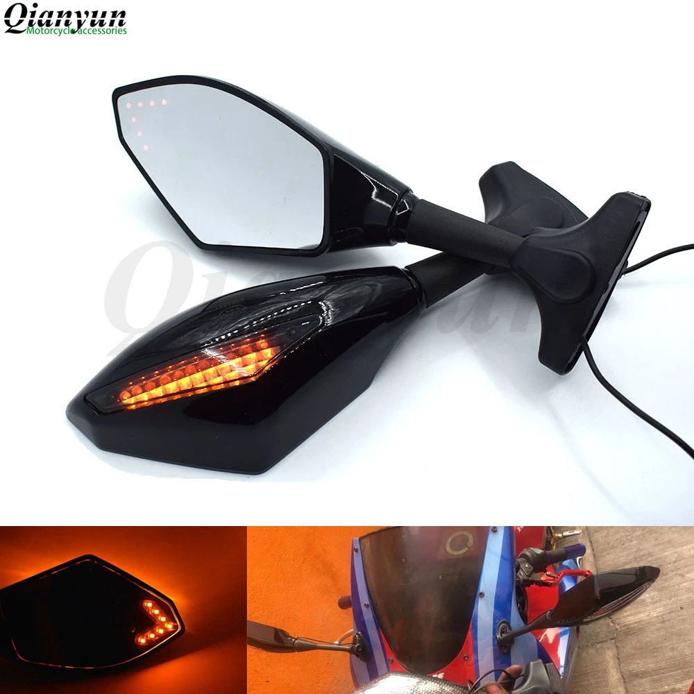 

Universal Motorcycle LED Steering Light Flash Rearview Mirror Side View Mirror For Yamaha FZ1 FAZER FZ6R FZ8 XJ6 FZ6 MT-07 FZ-09
