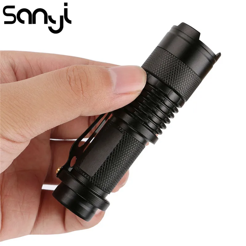 

SANYI Portable Mini Flashlight 2000 Lumens Q5 LED Torch AA/14500 Adjustable Zoom Focus Torch Lamp Pocket Penlight Waterproof