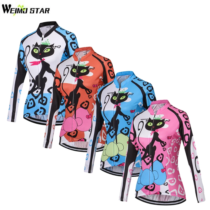 WEIMOSTAR Team Cat Womens Cycling Jersey Ropa Ciclismo Bicycle