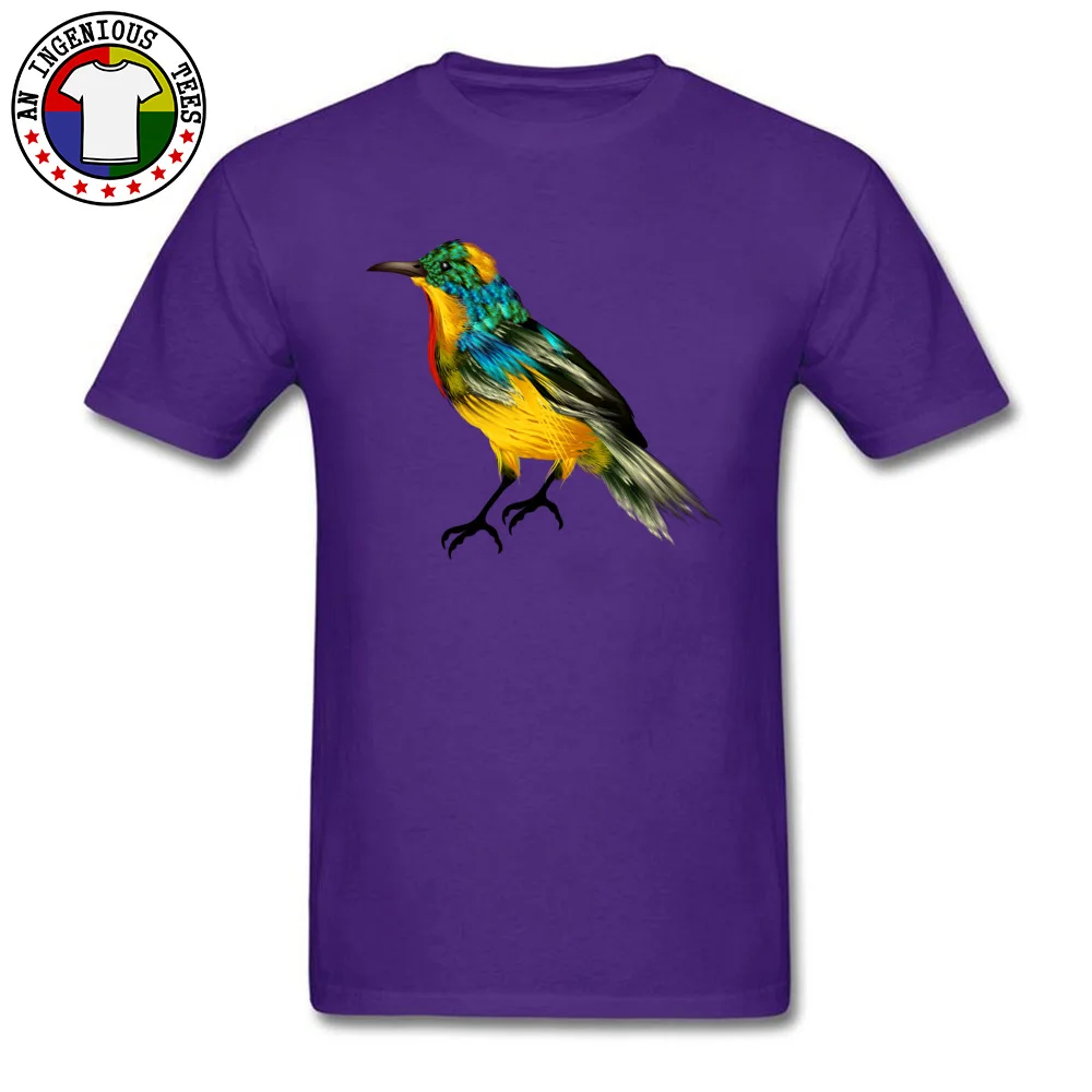 Casual Colorful Feathers Birds Camisa Short Sleeve Summer Autumn T Shirt Faddish O Neck Cotton Fabric Tee Shirts Men's T-shirts Colorful Feathers Birds purple