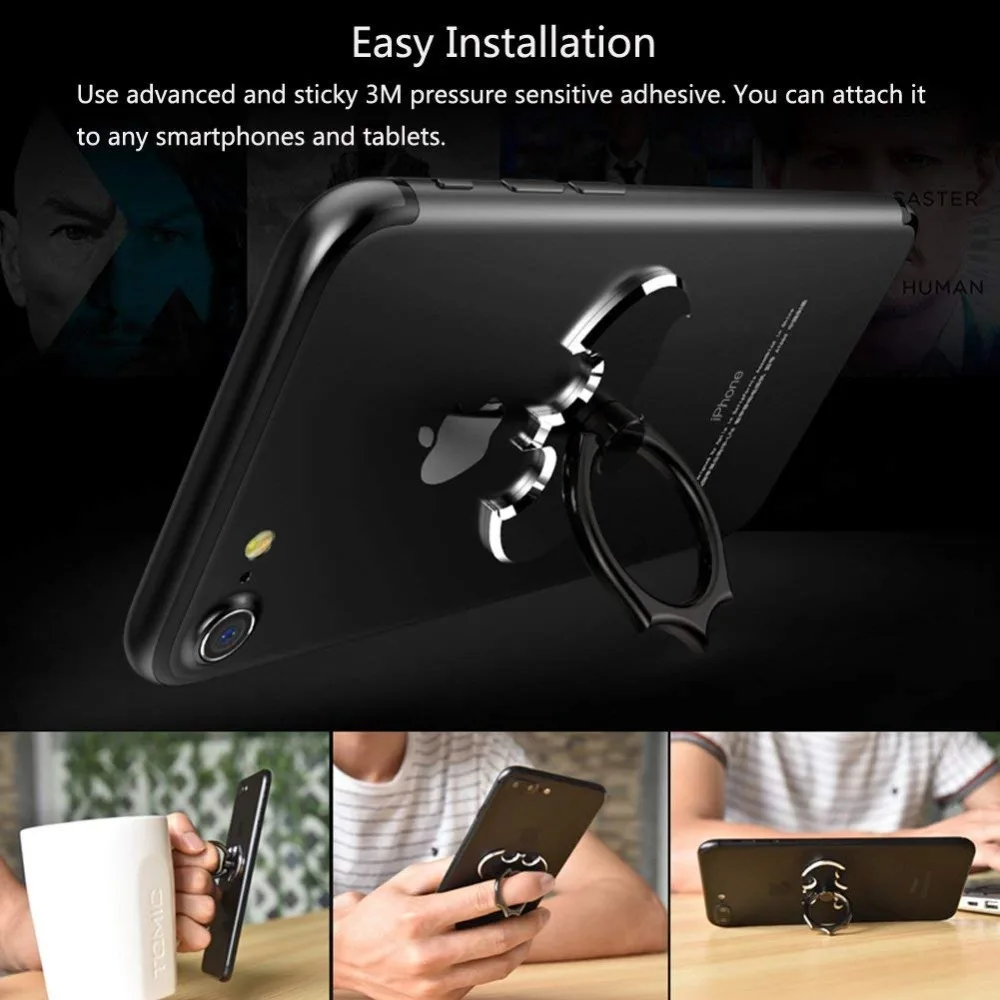 Batman Universal 360 Degree Rotation Anti Drop Metal Stand Finger Grip Finger Holder Mount for iPhone Samsung Smartphone Tablet Batman Universal 360 Degree Rotation Anti Drop Metal Stand Finger Grip Finger Holder Mount for iPhone Samsung Smartphone Tablet