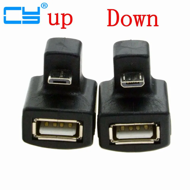 

180 Degree Up & Down Right Angled V8 Micro USB OTG to USB 2.0 Female Extension Adapter connector for Cell Phone & Android Tablet