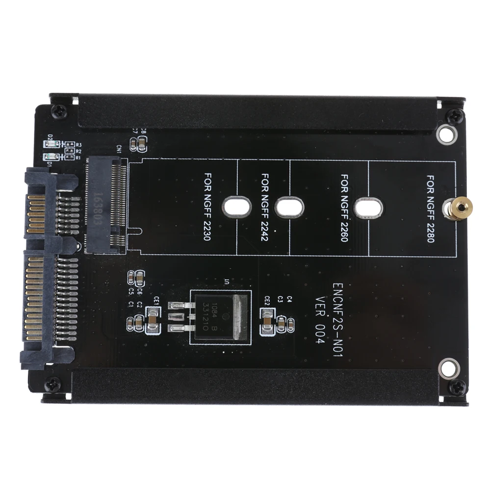

CY B+M Key Socket 2 M.2 NGFF (SATA) SSD to 2.5 SATA Adapter Card Adapter with Black Metal Case
