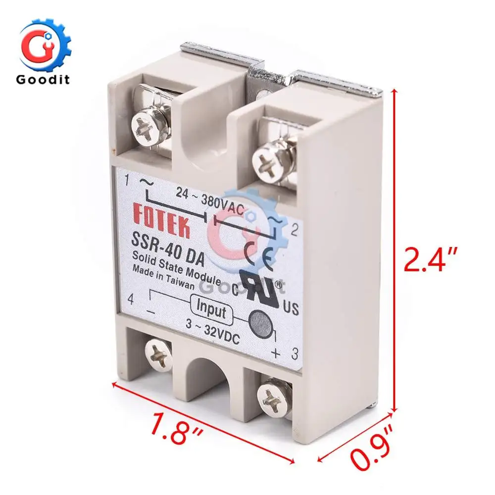 SSR-40DA 40A вход 3-32 В DC Выход 24-380 В AC твердотельный релейный модуль однофазный полупроводниковый Релейный Щит