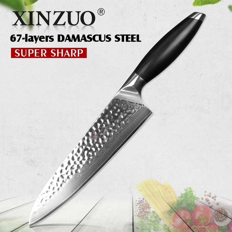 

XINZUO 8" chef knives high quality fashion 67 layers Japan VG10 Damascus steel kitchen knife woman chef knife with G10 handle