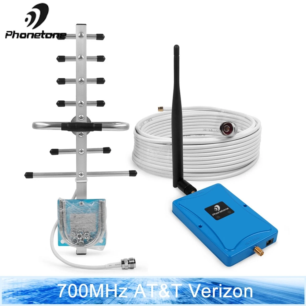 

Cellular Repeater 700MHz Dual Band Mobile Phone Signal Booster 4G LTE AT&T Verizon phone Signal Booster 63dB amplifier & Antenna