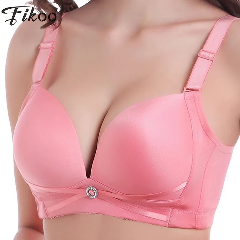 

Fikoo Sexy Seamless Push up Bras for Women Big size Brassiere Intimates Female Smooth Bra Tops lingerie Thin Cup 40C 42C