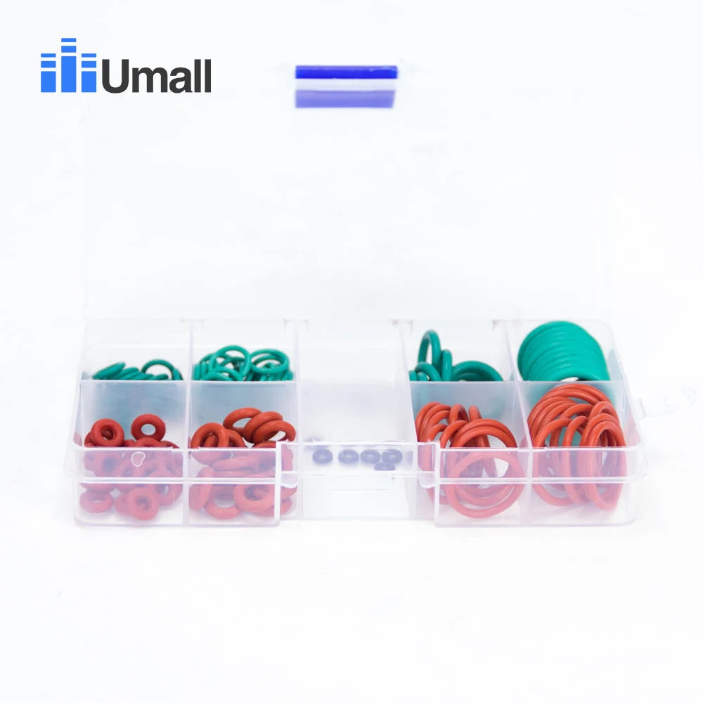 

FKM and VMQ Green Red Silicone Rubber O Rings Seal Gasket Set 120PCS OD(9~20)mm