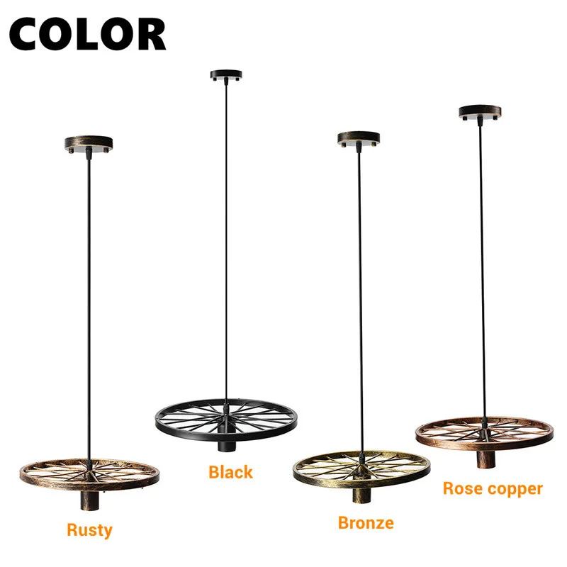 

Vintage Industrial Loft Pendant Lamp Retro DIY Iron Wheel Night Light Fixture 1.2m