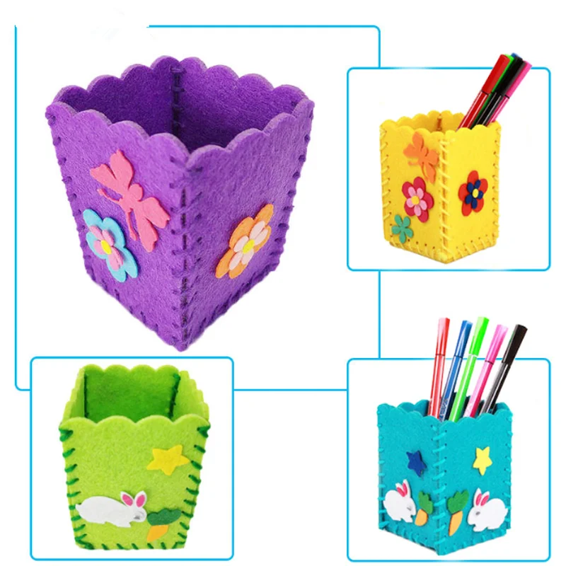 

Baby Kids Educational DIY Craft Tangram Block Kit Cute Creative Handmade Pen Container DIY Pencil Holder Kids Craft Toy Kits