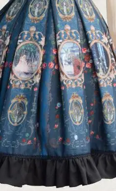 Милая королевская винтажная юбка лолита с принтом короткая шифоновая юбка для девочек три цвета - Цвет: Синий