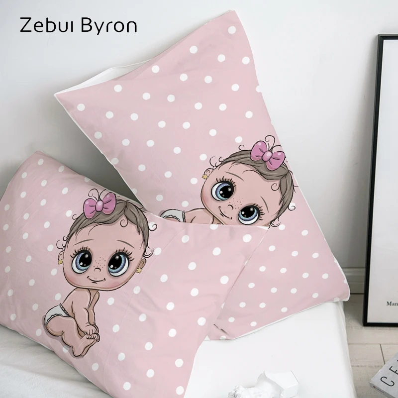

3D Cartoon Pillow Case Pillowcase Custom/50x70/50x75,Cute baby pink Decorative Pillow Cover,Bedding for Kids/Children/Boy/Girl