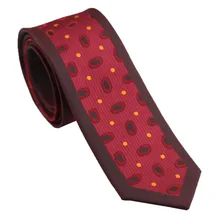 Coachella Галстуки темно-красный галстук с черно-оранжевый горошек граничит Дизайн галстук микрофибры узкий галстук 6 см