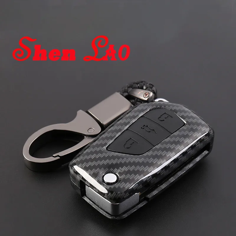 

ShenLao Carbon Fibre For Toyota Corolla Camry RAV4 Levin Car Key Cover Case Holder Keychain Car Accessories