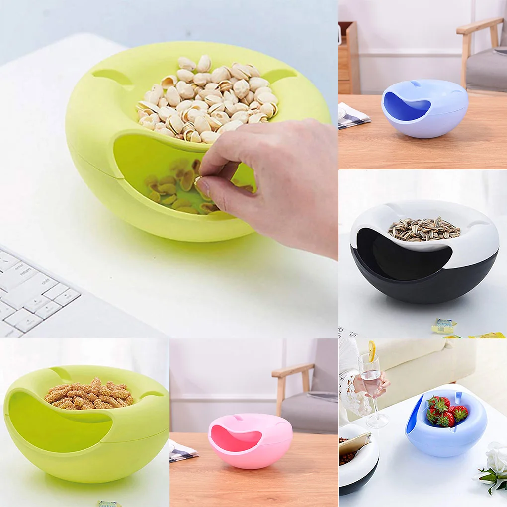 

Double Layer Plastic Shell Storage Box Cellphone Holder Snacks Seeds Dish Container Garbage Holder Fruit Plate Dish Organize