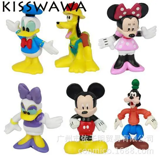 

KISSWAWA Cut Mickey Mouse Minnie Mouse Donald Duck Clubhouse PVC Figure Set 6 Pcs DS-10258