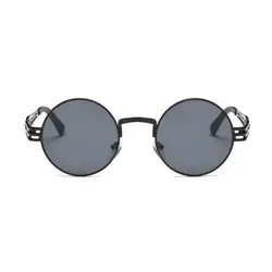 Модные очки стимпанк Круглый Оттенки металлический Обёрточная бумага дизайнерские Брендовые очки Для мужчин Для женщин солнцезащитные