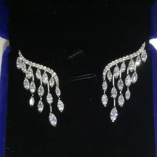 Мода Ангел крылья и кубический циркон серьги гвоздики для женщин ювелирные украшения