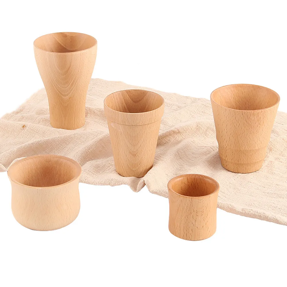 

Retro Wooden Cup Primitive Handmade Natural Wood Coffee Tea Beer Wine Juice Milk Water Cup z0327#G20