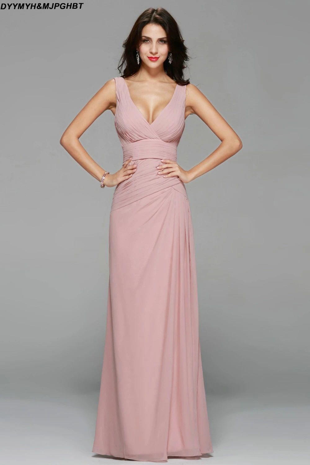 Vestidos de dama de honra rosa, elegante e simples, decote em v longo com duas  alças, vestido para damas de honra|pink bridesmaid dress|bridesmaid  dressesbridesmaid dresses long - AliExpress