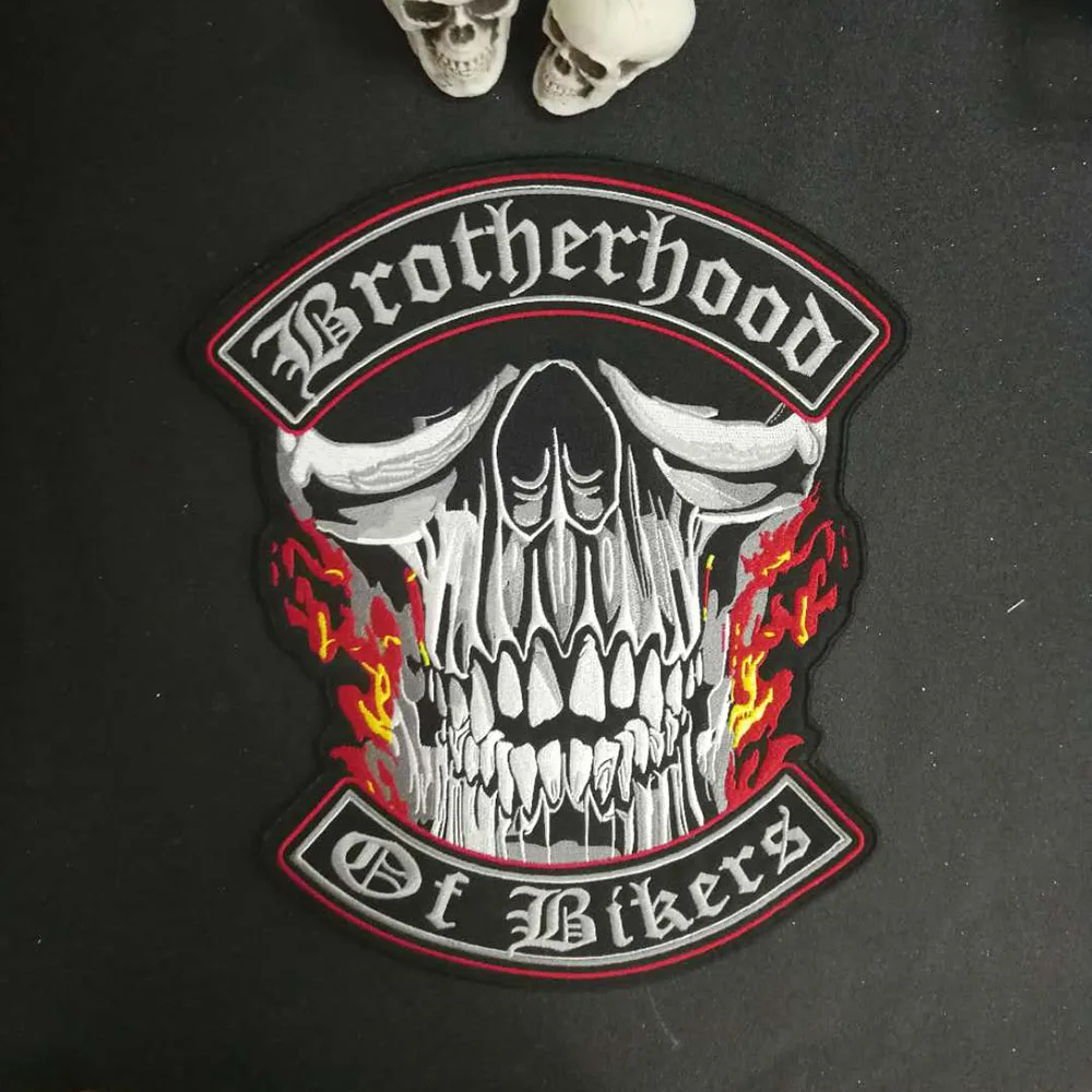 Brother Hoods of Bikers, большой размер, череп, байкер, нашивка, на заказ, вышитая, рокер, железо, на шитье, нашивка, куртка для ткани, жилет, пальто