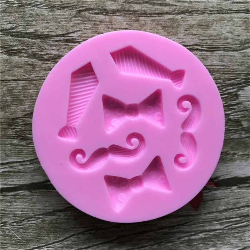 

6 Holes Tiny Bow Tie Mustache Silicone Mold Fondant Cake Sugarcraft Decorating Tools Dessert Chocolate Craft Baking Mould 4YANG