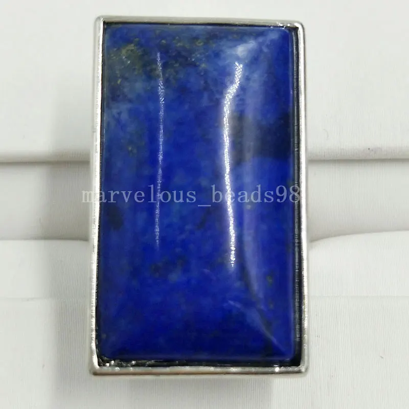 

Free shipping Fashion 1pcs Natural Lapis Lazuli Oblong Women Men Ring 7~12" (us) adjust MC5649