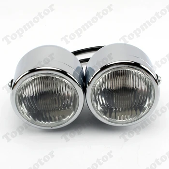 

Motorcycle Head Light Chrome Dual Headlight Streetfighter Cafe Racer Sport For Harley Yamaha Suzuki Kawasaki Universal