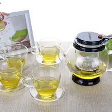 1х чайный набор-Kamjove термостойкая стеклянная чашка Piaoyi чайный горшок 650 мл TP865+ 4x наборы из 140 мл чайные чашки и блюдца