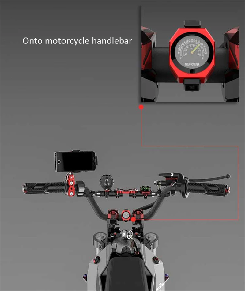 Мотоцикл Часы с термометром Температура время 2-в-1 22-28 мм руль с светящимся циферблатом T6063 алюминиеывый сплав велосипедным фиксирующим креплением метр скутер