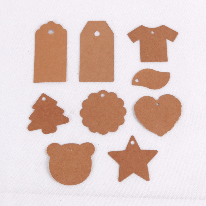 

100pcs/lot Multi Size Blank Kraft Paper Price Tags Special Shape Labels for Handmade Bookmark Word Cards Clothes Price Tag Cards