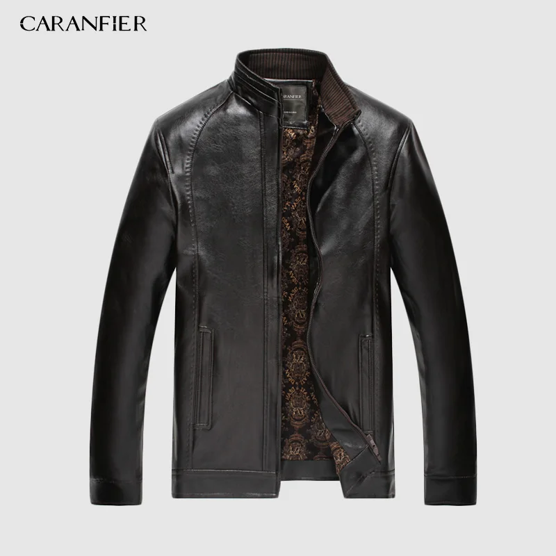 Куртка из искусственной кожи CARANFIER для мотоциклистов с воротником стойкой