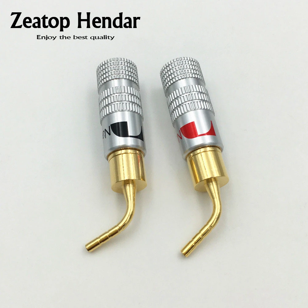 100Pcs 24K Gold Nakamichi Speaker Pin Angle 2mm Banana Plugs Speaker Wire  with Screw Lock Connector