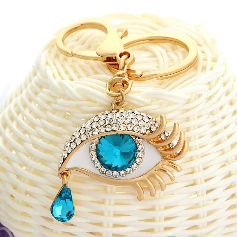 

ZOSHI Lucky Eye Tear Crystal Rhinestone Keyrings Key Chains Holder Purse Bag For Car christmas Gift Keychains Jewelry llaveros