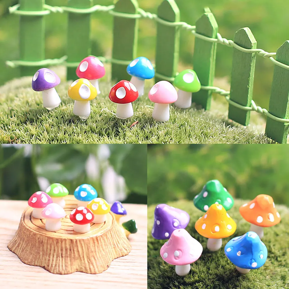 5PCS/Set Toadstool Landscape Moss Terrarium Mini RFID Blocking Crafts Fairy Garden Miniature Decor Mushroom Decorations Micro