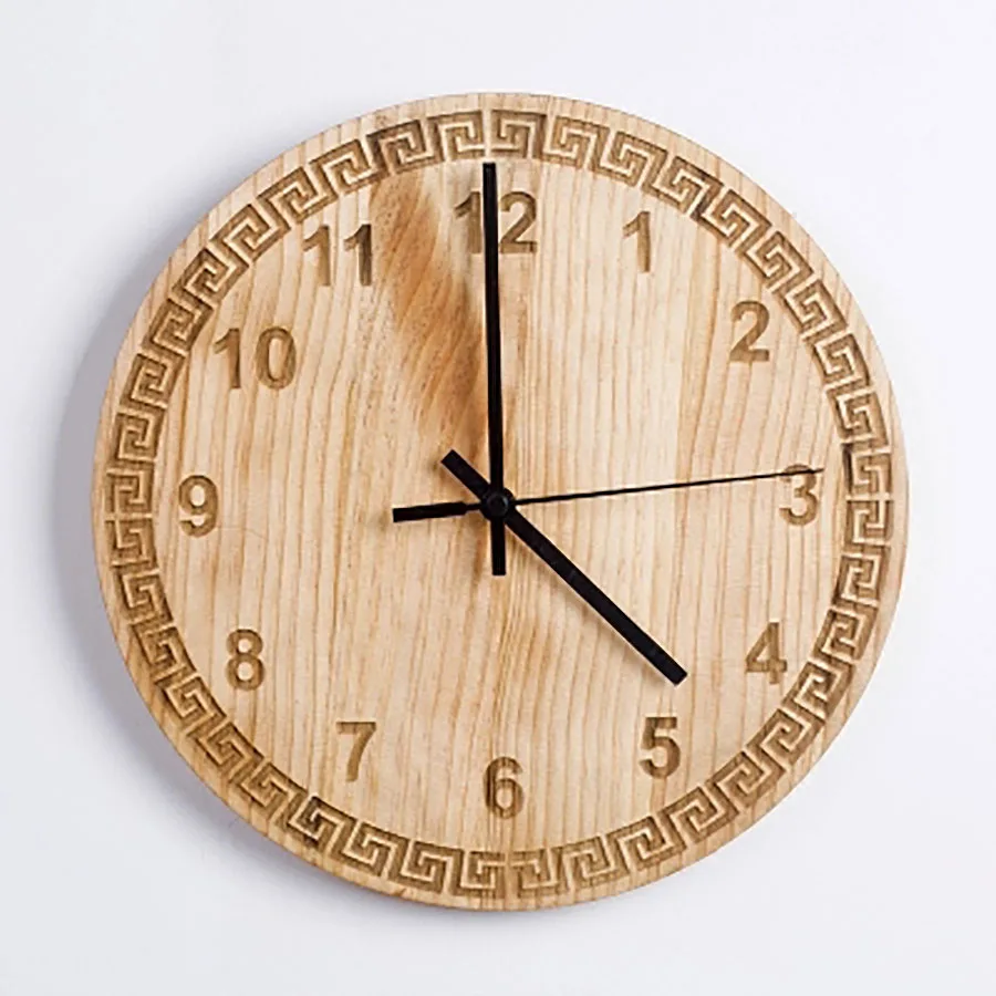 

Wooden Chinese Silent Wall Clock Modern Design Vintage Unique Home Wall Watch Digital Reloj Best Selling 2018 Products 50A0114