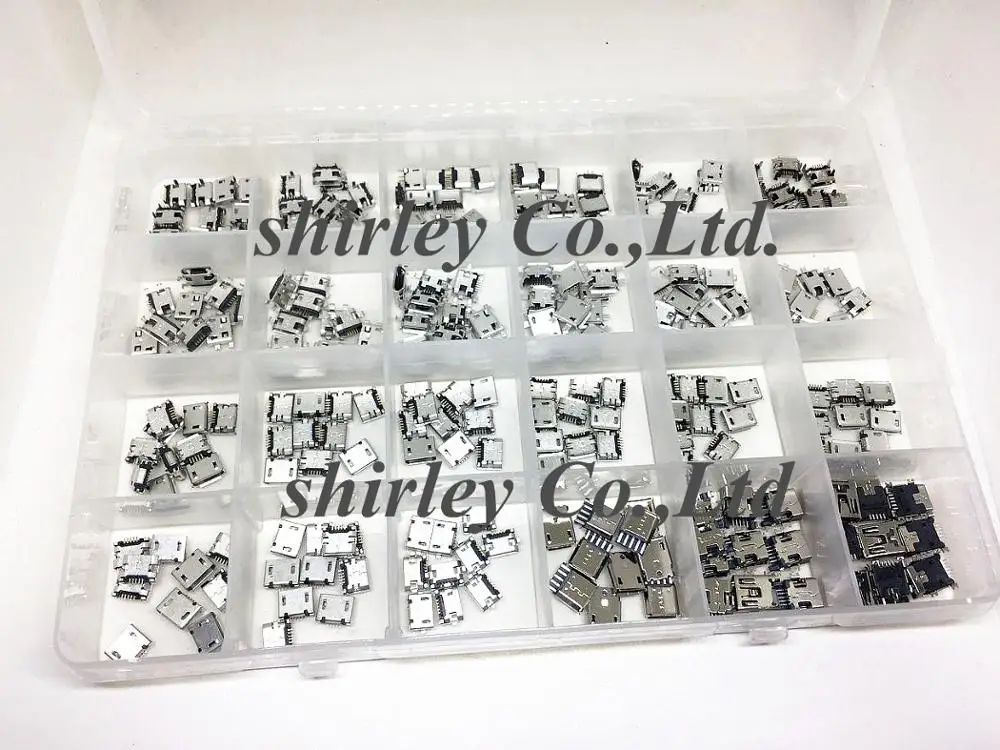 

240Pcs/box 24 Models Micro USB Connector Socket Jack USB Connectors Set For MP3/4/5