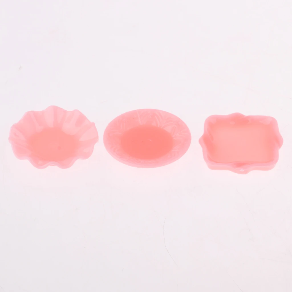 MagiDeal 30pcs Dollhouse Miniature Tableware Plastic Dish Set Kitchen Utensils 1/6 Doll House Decor - Pink